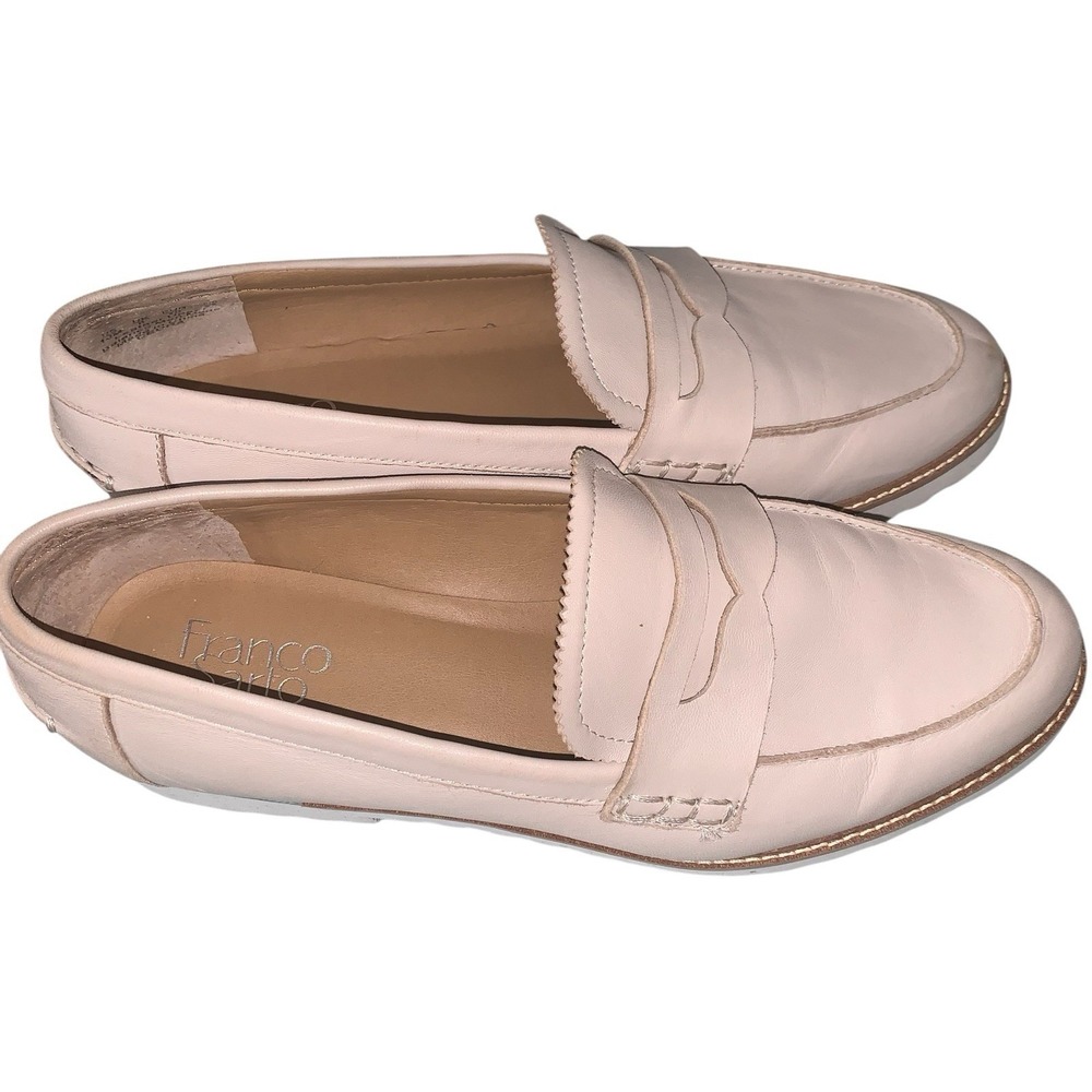 Franco Sarto Penny Loafers Beige Calf Leather Womens 10 - Picture 4 of 6